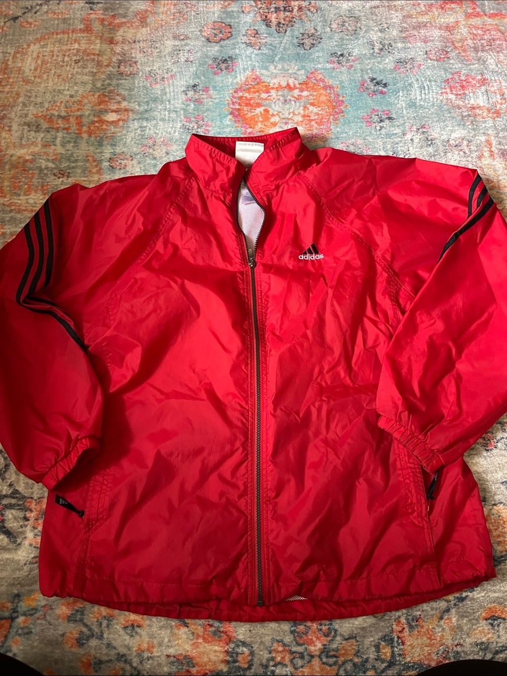 Vintage adidas Red Full-Zip Men's Windbreaker Jacket